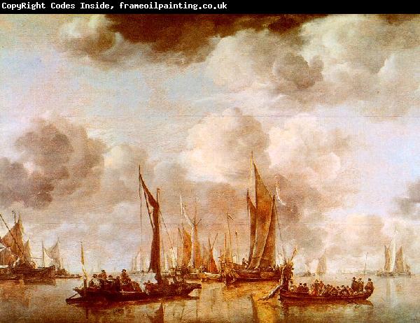 Jan van de Cappelle A Dutch Yacht and Many Small Vessels at Anchor